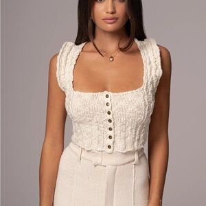 JLUXLABEL Cream Drift Knit Tank Top